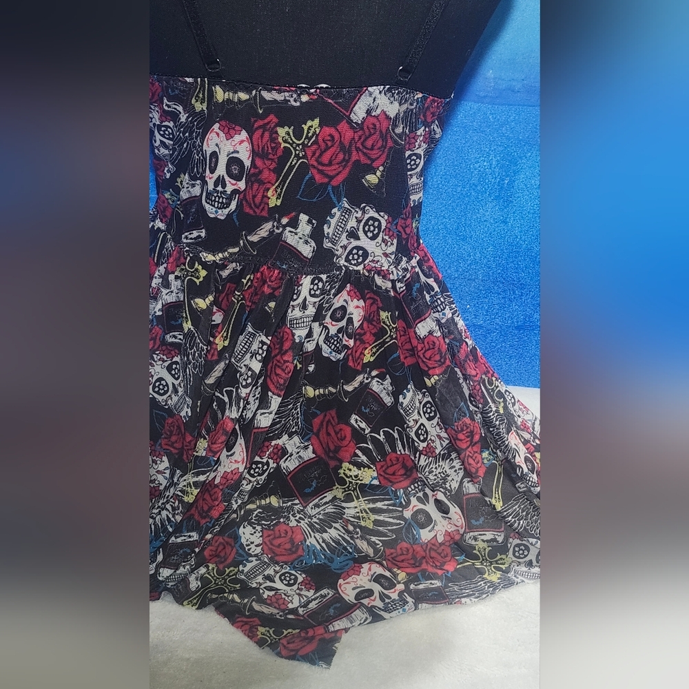 Avidlove Skull and Flower Black Lace Lingerie Size 14W image 7